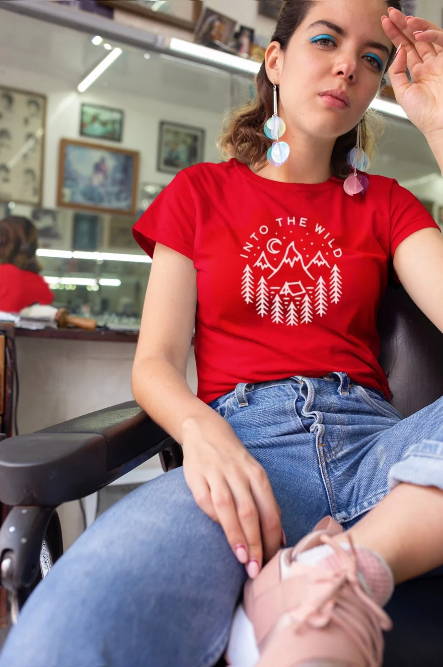 Into  the wild red half sleeve tshirt