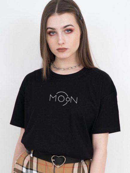Moon black half sleeve tshirt