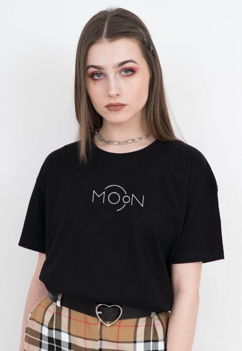 Moon black half sleeve tshirt