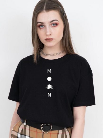 Moon black half sleeve tshirt