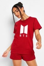 Girl wearing bts symbol tshirt