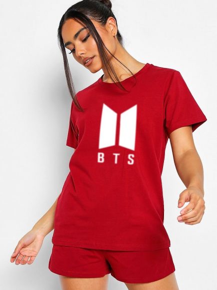 Girl wearing bts symbol tshirt