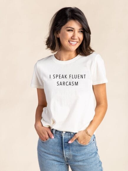 I speak fluent sarcasm white tshirt (1)