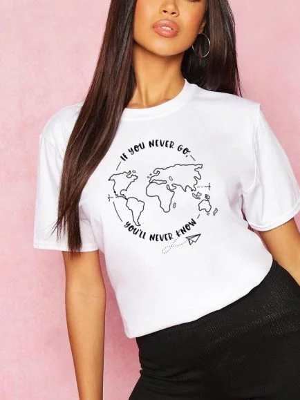 Travel white half sleeve tshirt