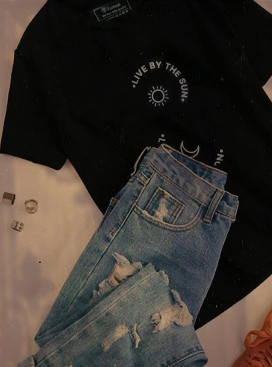 sun and moon black tshirt