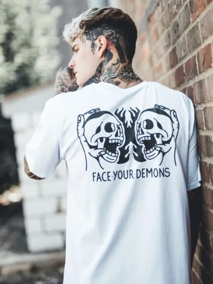 face your demons white tshirt