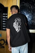 flower skull black tshirt