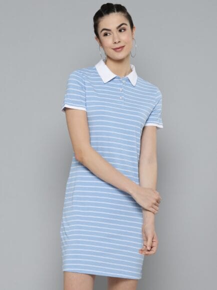 T-Shirt Dress - Striped Blue