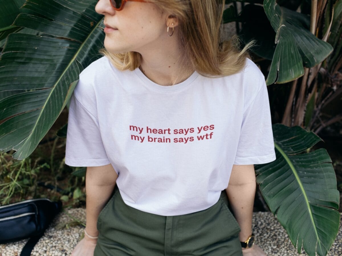 brain says wtf women white tshirt