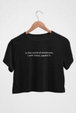 In The World Of Emoticons Black Crop Top