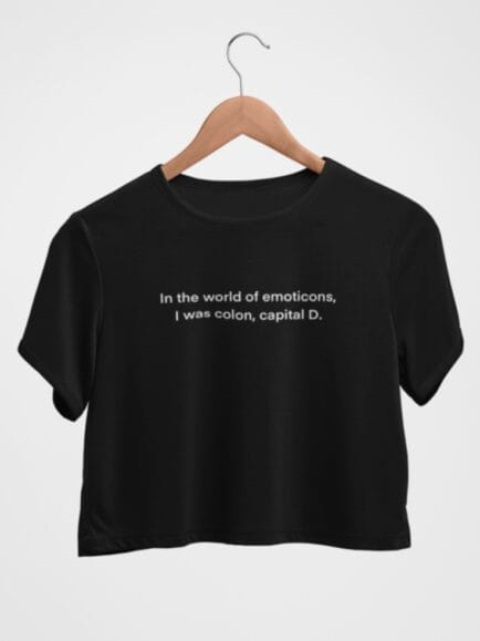 In The World Of Emoticons Black Crop Top