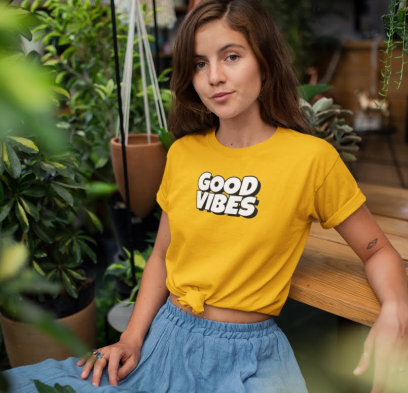 Good Vibes Yellow Women Tshirt