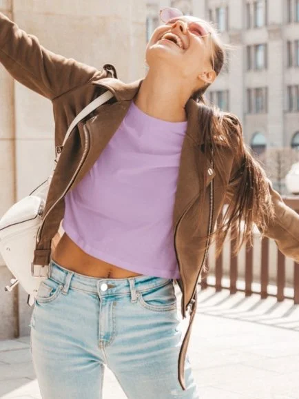 lavender regular fit crop top
