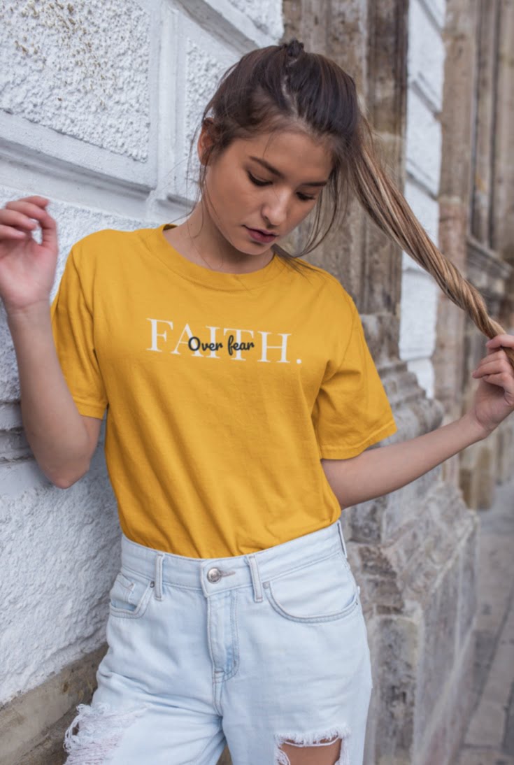 Faith Over Fear Women Yellow Tshirt