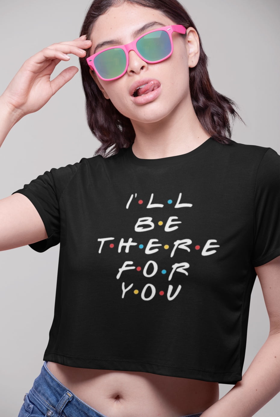 I'll be there for you Black Crop Top