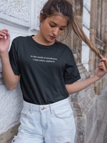 In The World Of Emoticons Women Black Tshirt
