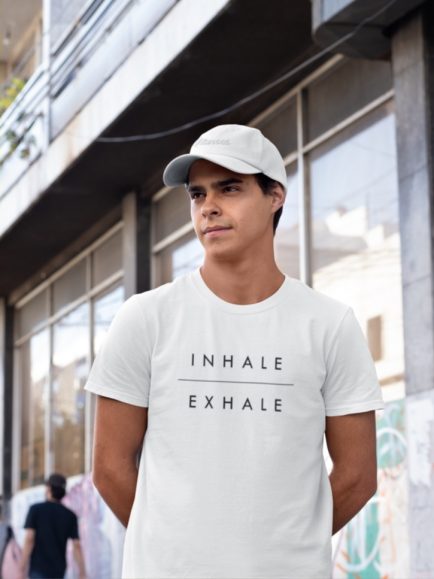 Inhale Exhale Men White Tshirt