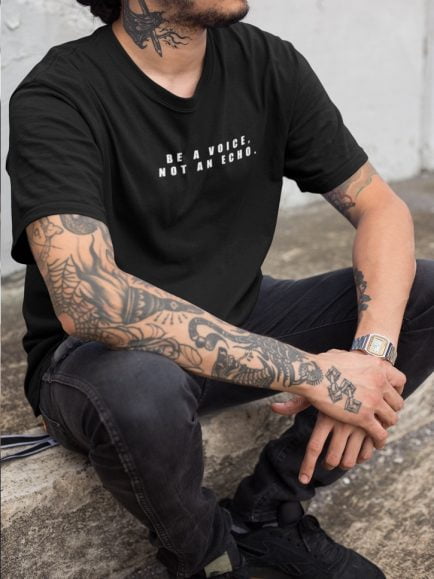 be a voice black tshirt