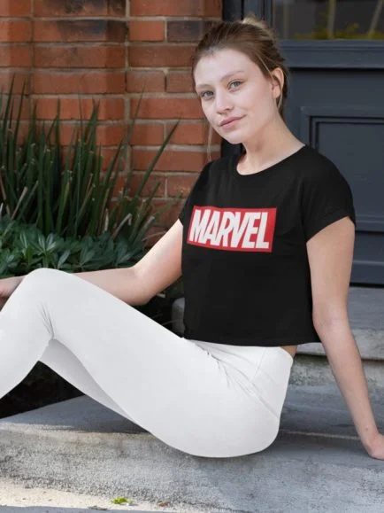 marvel black crop top